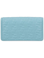 Fendi FF Baguette Nappa Leather Long Wallet Sky Blue