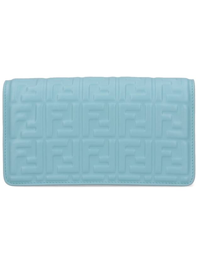 Fendi FF Baguette Nappa Leather Long Wallet Sky Blue
