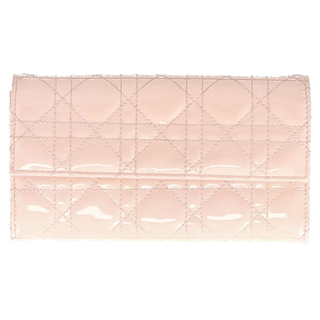 Dior Cannage Quilted Lady Dior Wallet in Pastel Pink Lambskin Leather