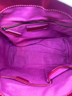 BURBERRY Raspberry Patent Leather Plaid Handbag