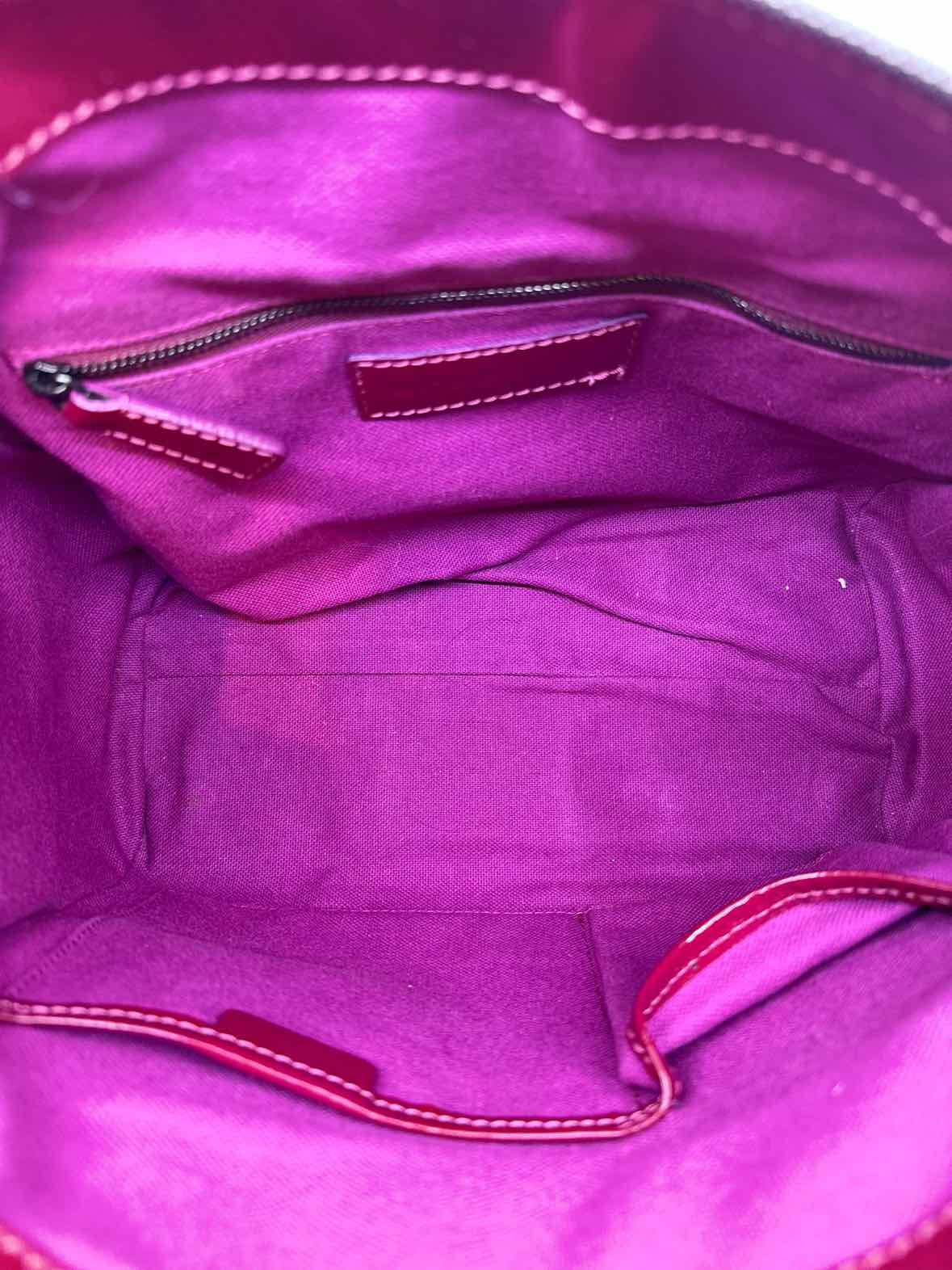 BURBERRY Raspberry Patent Leather Plaid Handbag