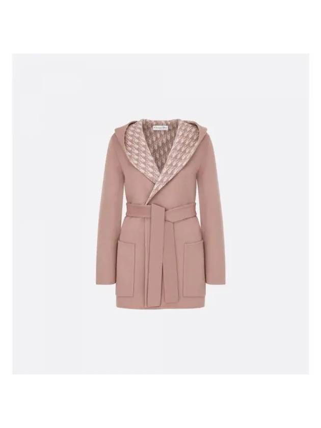 Belted Hooded Reversible Wool Single Coat Rose Des Vents Dior