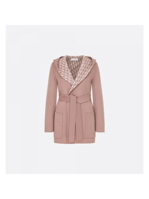 Belted Hooded Reversible Wool Single Coat Rose Des Vents Dior