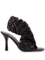 Bottega Veneta BV Board Leather Sandals Heel Black