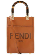 Fendi Sunshine Shopper Small Leather Tote Bag Brown
