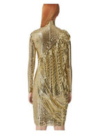 Burberry Burberry Asymmetric Mesh Dress with Metallic Paillette Embellishments, Brand Size 4 (US Size 2)