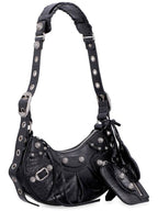 Balenciaga Le Cagole Crocodile Embossed Shoulder Bag Black