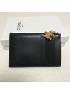 CELINE Shiny Calfskin Triope Zipper Card Wallet Black 10M083FRJ 38NO