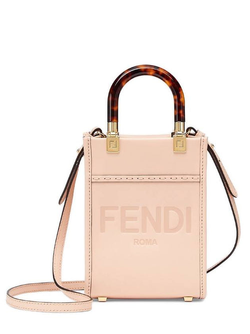 Fendi Sunshine Shopper Small Leather Tote Bag Pink