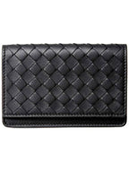 Bottega Veneta Intrecciato Flap Business Card Wallet Black