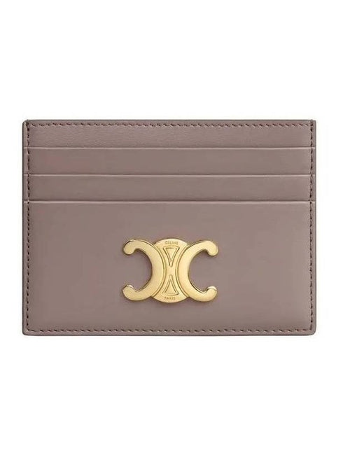 CELINE Triomphe Shiny Calfskin Card Wallet Pebble