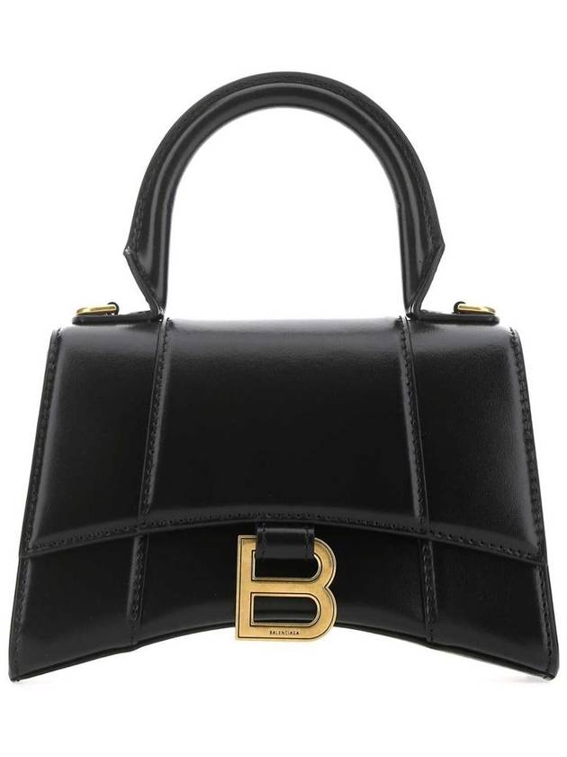 Balenciaga Hourglass XS Glossy Calfskin Tote Bag Black