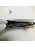 CELINE Shiny Calfskin Triope Zipper Card Wallet Black 10M083FRJ 38NO