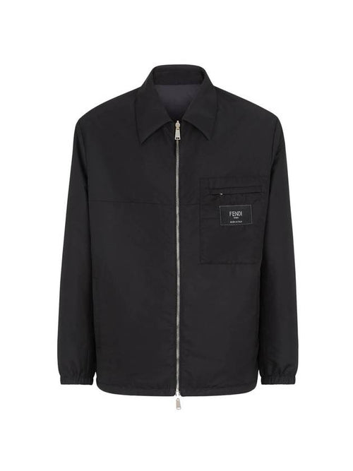 Fendi Nylon Reversible Zip-Up Jacket Black