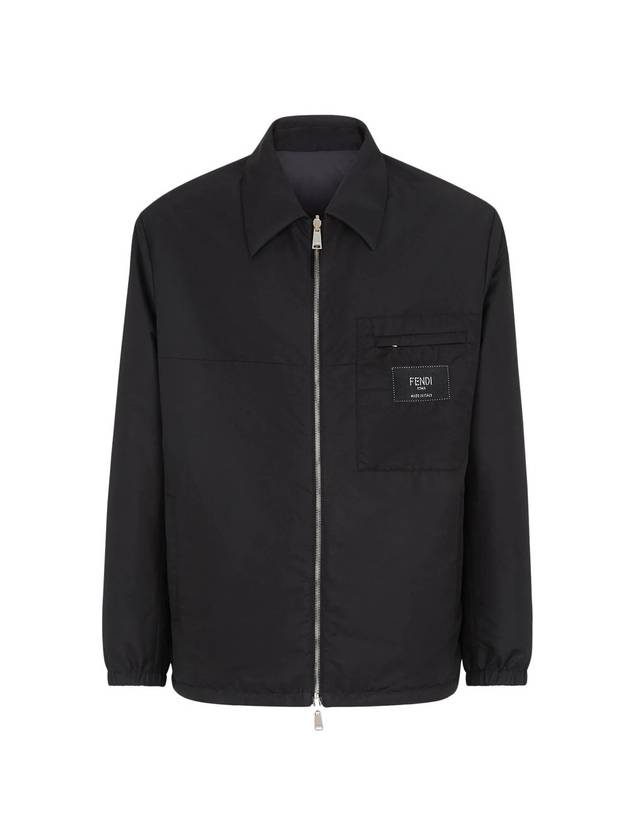 Fendi Nylon Reversible Zip-Up Jacket Black
