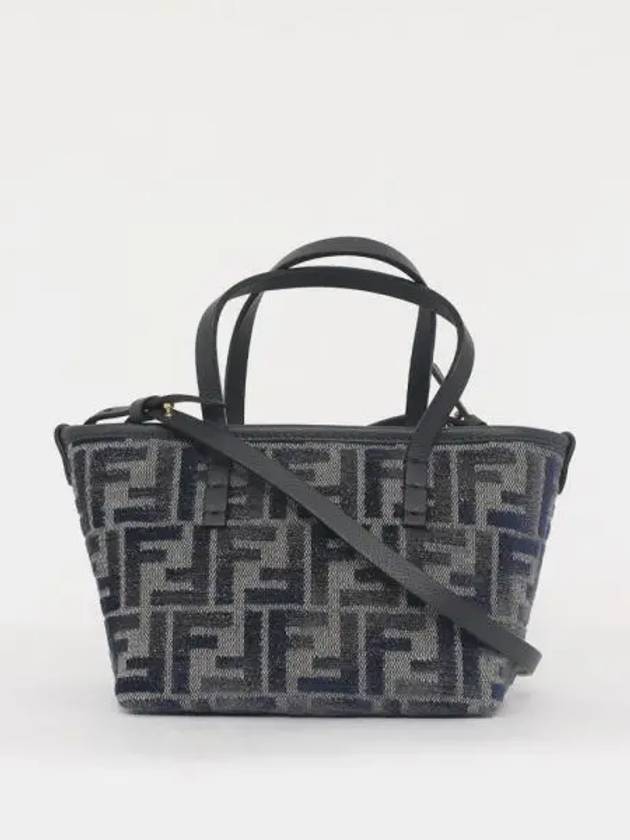 Fendi Roll FF Jacquard Mini Tote Bag Dark Blue