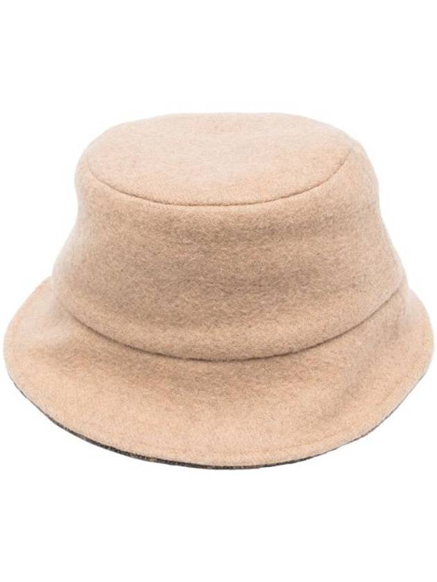 Fendi FF Logo Wool Bucket Hat Camel