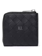 Bottega Veneta Intrecciato Square Zip Around Wallet Black