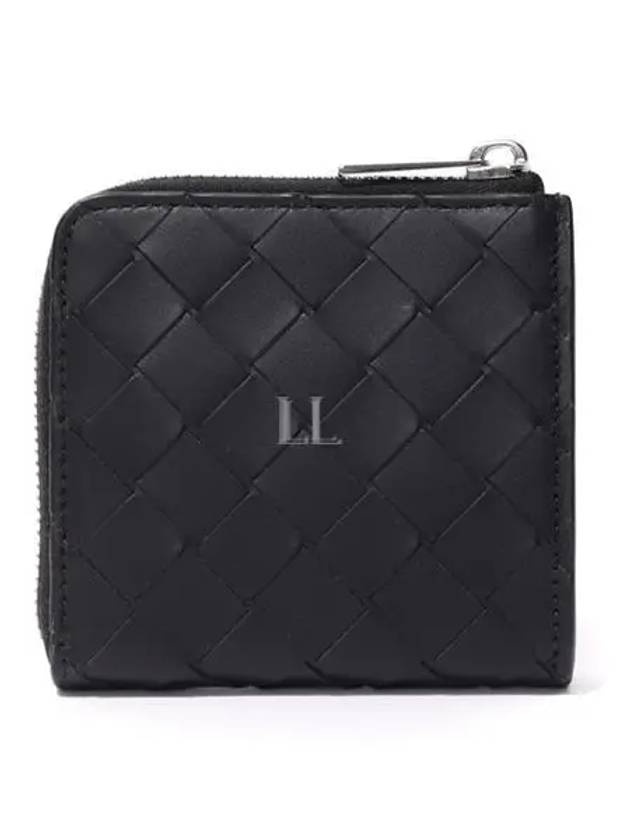 Bottega Veneta Intrecciato Square Zip Around Wallet Black