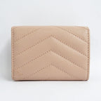 Saint Laurent Monogram Oligami Tenny Wallet  Green Leather 668274 Pearl Pink G  Three Folded Wallet Compact Mini