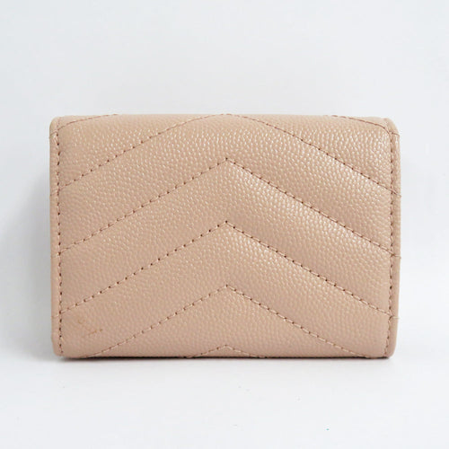 Saint Laurent Monogram Oligami Tenny Wallet  Green Leather 668274 Pearl Pink G  Three Folded Wallet Compact Mini