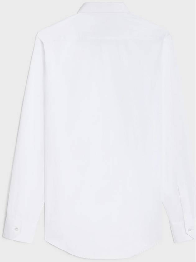 CELINE Triomphe Embroidered Poplin Cotton Long Sleeve Shirt White