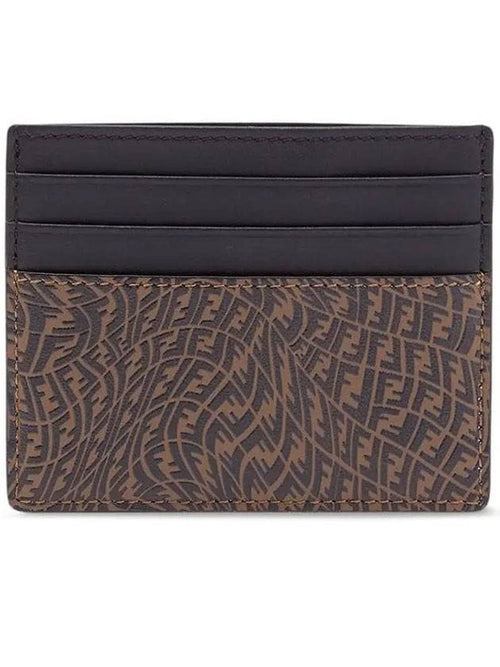 Fendi Logo Vertigo Card Wallet Brown