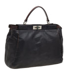 Fendi /dark Leather Large Peekaboo Top Handle Bag