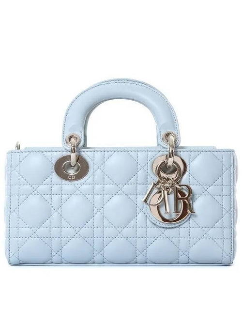 Lady D Joy Cannage Small Lambskin Tote Bag Blue Dior