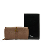 Saint Laurent Long Wallet in Grain Calf Leather Brown