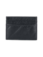 Balenciaga Crush Quilted Calfskin Card Wallet Black