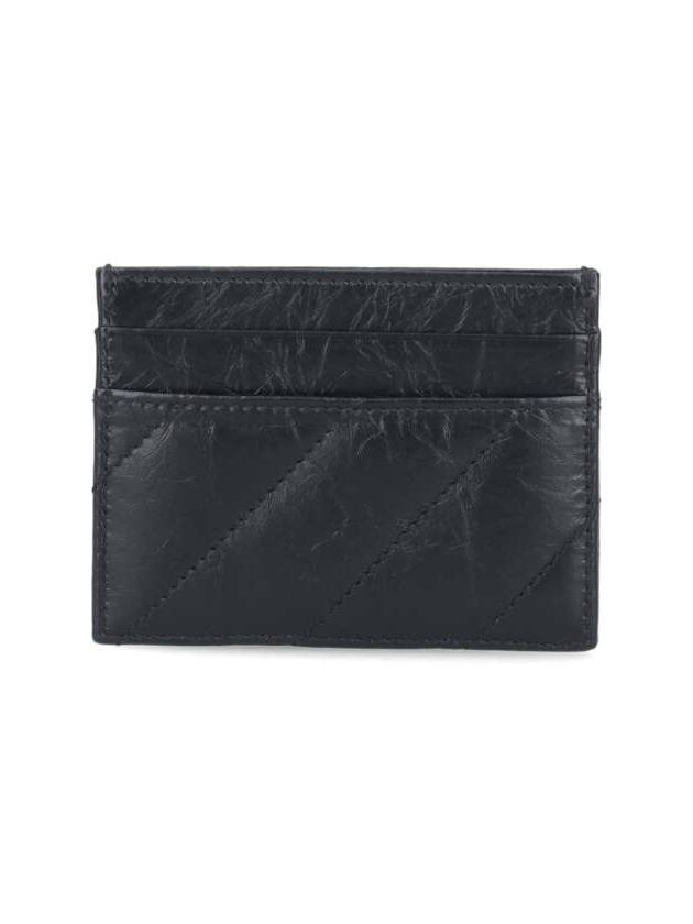 Balenciaga Crush Quilted Calfskin Card Wallet Black