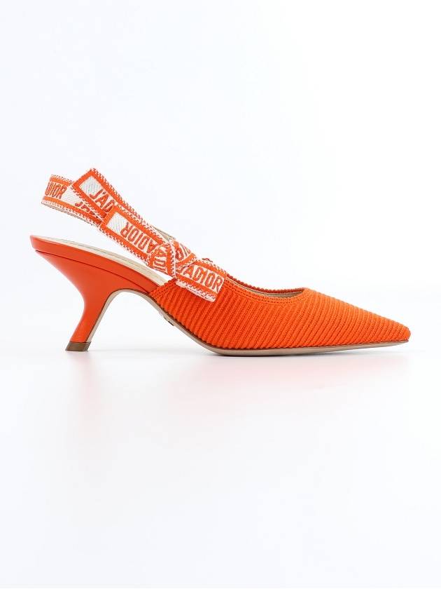 J'adior Embroidered Cotton Slingback Heels Orange Dior