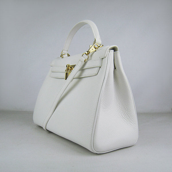Hermes Kelly 32cm Togo Leather Handbag 6108 White Golden