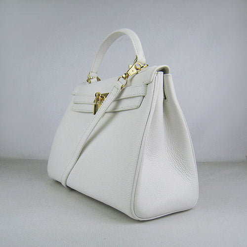 Hermes Kelly 32cm Togo Leather Handbag 6108 White Golden