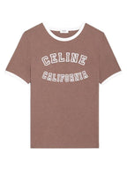 CELINE California 70s Cotton Jersey Short Sleeve T-shirt Vintage Brown