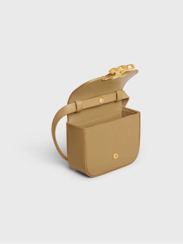 CELINE Triomphe Small Shiny Calfskin Cross Bag Olive