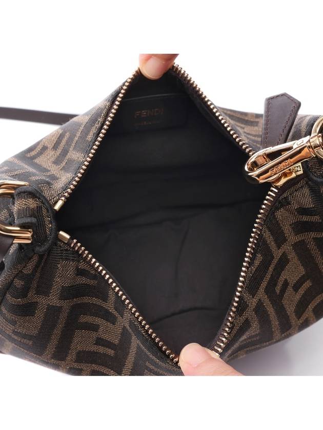 Fendi FF Jacquard Fabric Mini Cross Bag Brown