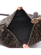 Fendi FF Jacquard Fabric Mini Cross Bag Brown