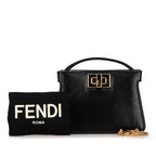 Fendi Nano Peacebu Chain Mini Shoulder Bag Charm 7AR993 Black G Leather  Fendi