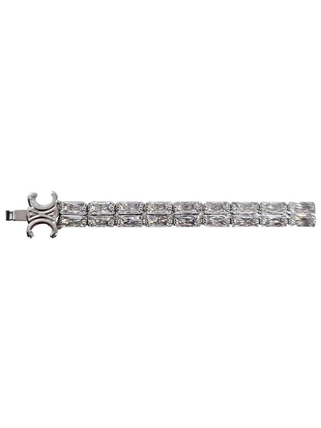 CELINE Le Soir Strass And Brass With Rhodium Finish Hair Slide Silver
