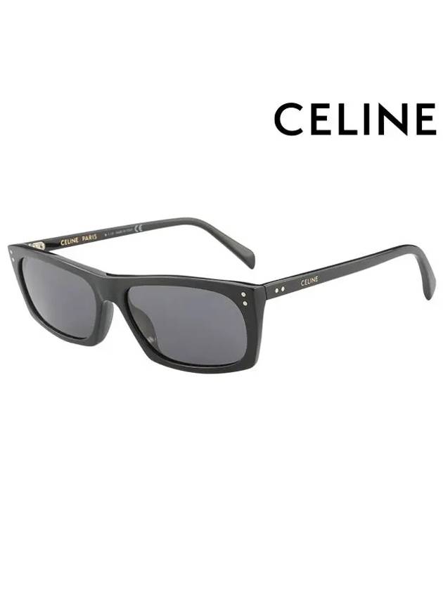 CELINE Eyewear Logo Rectangular Acetate Sunglasses Black