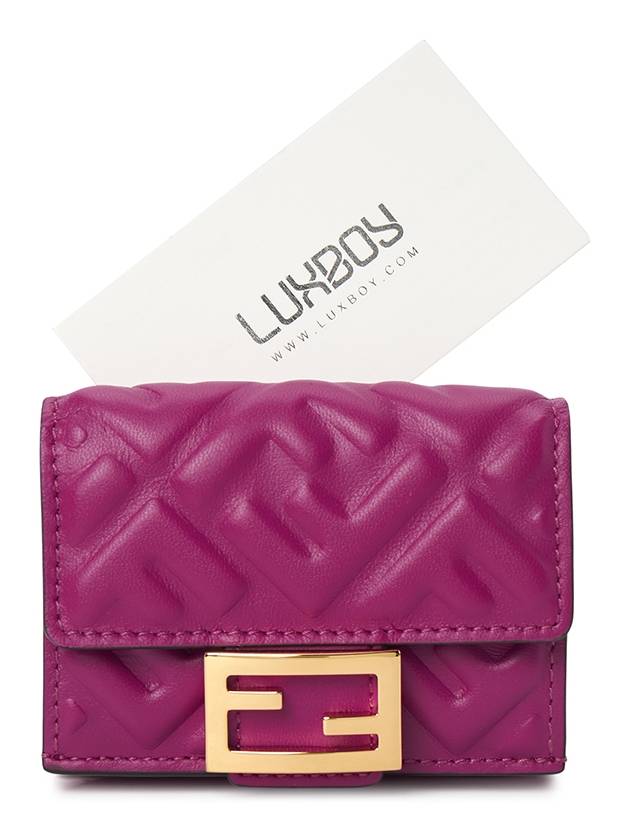 Fendi FF Baguette Flap Card Half Wallet Pink
