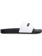 Balenciaga Embossed Logo Band Slippers White Black