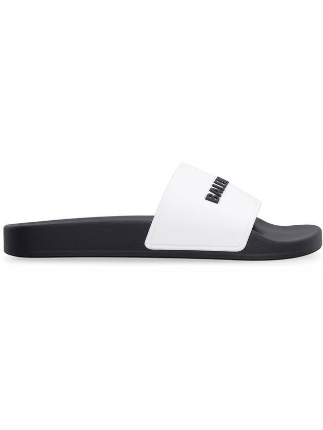 Balenciaga Embossed Logo Band Slippers White Black