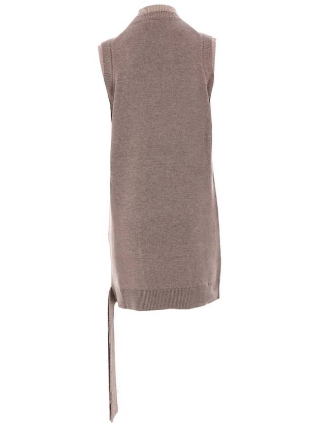 Fendi Logo Intarsia Sleeveless Wool Short Dress Grey
