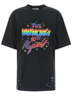 Balenciaga 90/10 Slogans Print Large Fit Short Sleeve T-Shirt Black