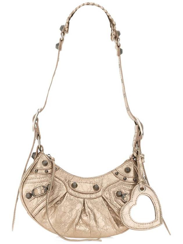 Balenciaga Metallic Le Cagol XS Lambskin Shoulder Bag Metallic Beige