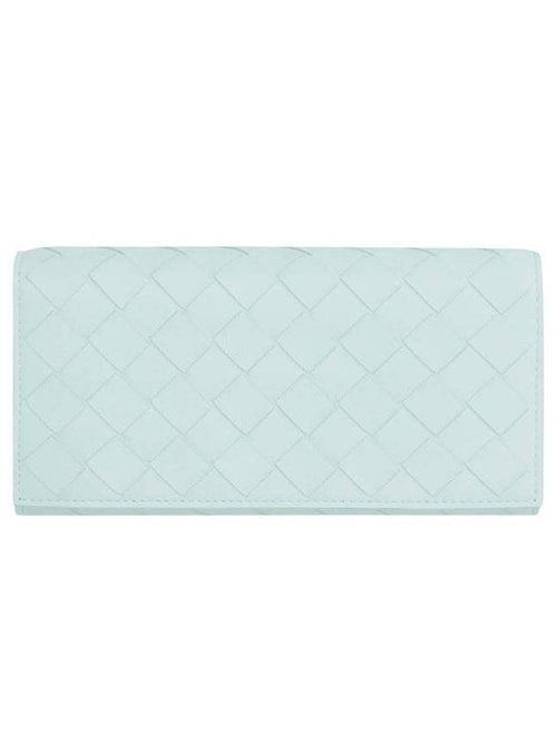 Bottega Veneta Intrecciato Large Flap Long Wallet Sky Blue