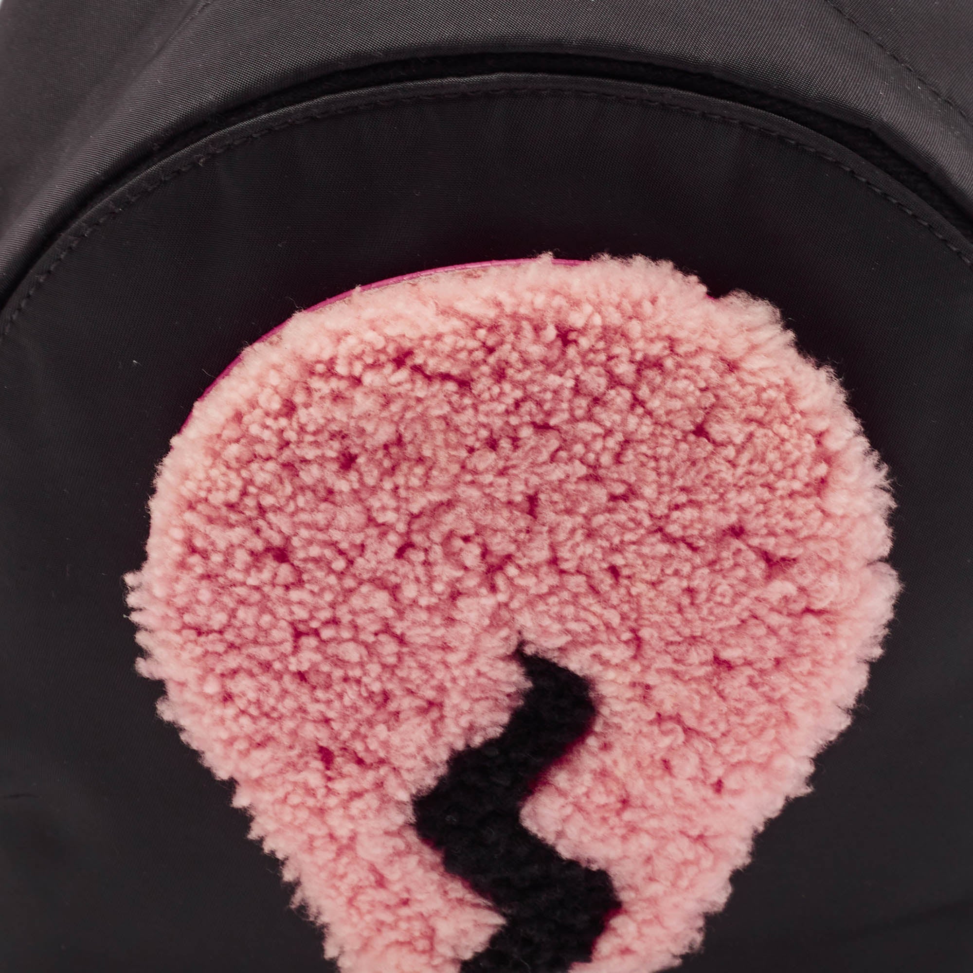 Fendi Black Nylon And Shearling Mini Dolce Lightbulb Backpack